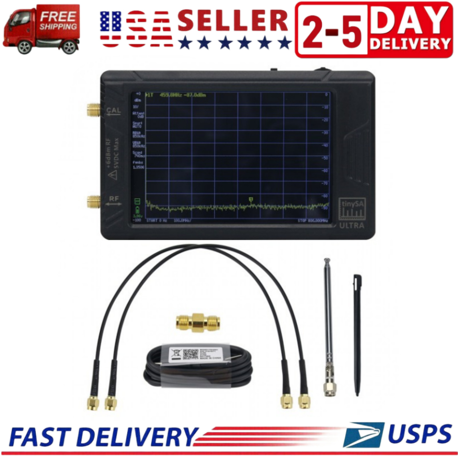 tinySA ULTRA 100k-5.3GHz Hand held tiny Spectrum Analyzer 4" LCD w/ Battery USA