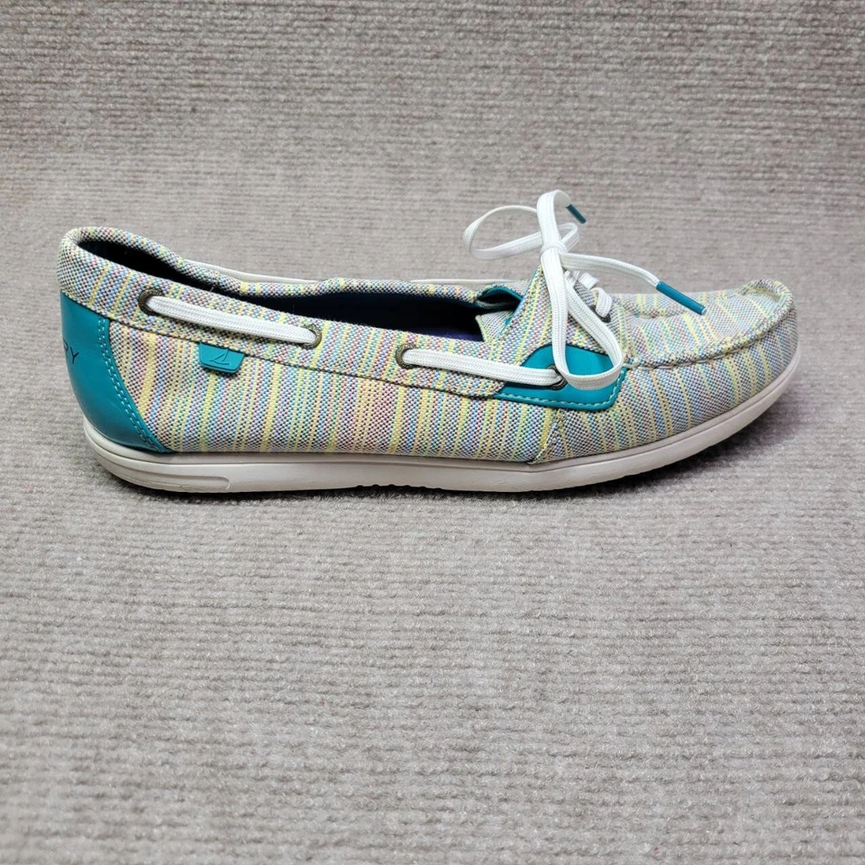 Zapatos de barco Sperry Top Sider para mujer 11M multicolor a rayas de lona sin cordones informales Foto 4 de 4