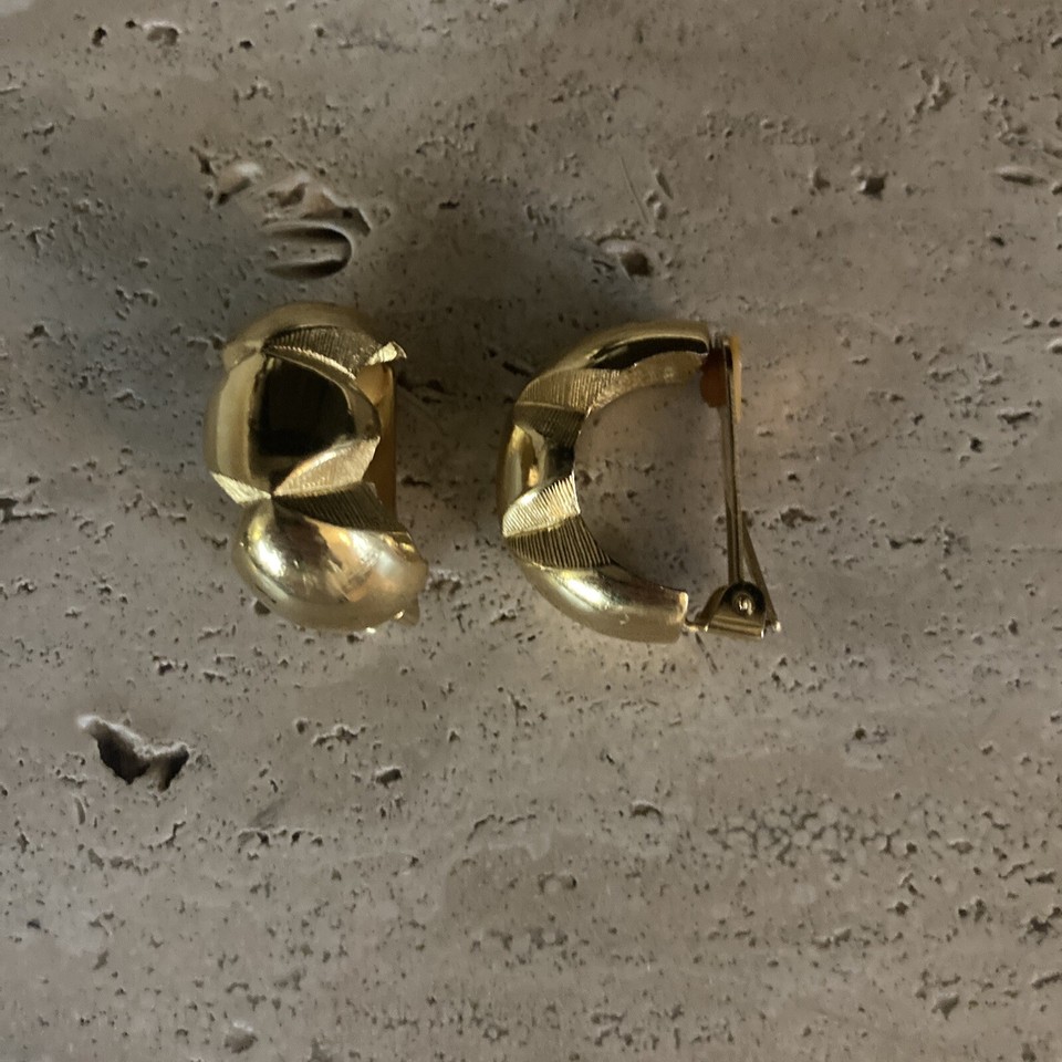 Vintage gold clip on hoop earrings eBay
