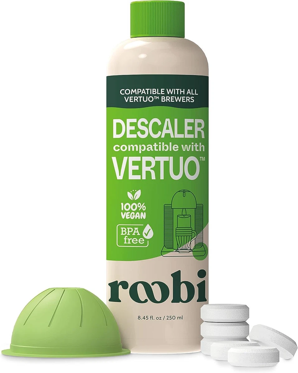 Nespresso Compatible Vertuo Cleaning & Descaling Kit. Includes 1 Bottle  of