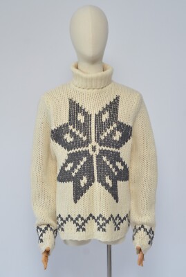 Dolce & Gabbana D&G Vintage Men's Beige Wool Snowflake Sweater SzS