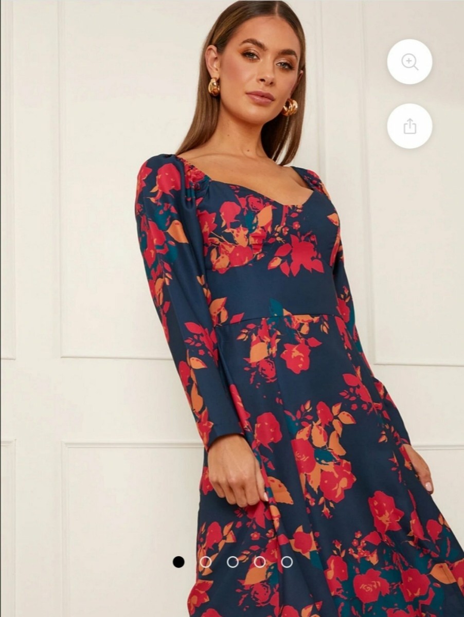 CHI CHI London Long Sleeve Floral Midi Dress, Size 12, BRAND NEW | eBay