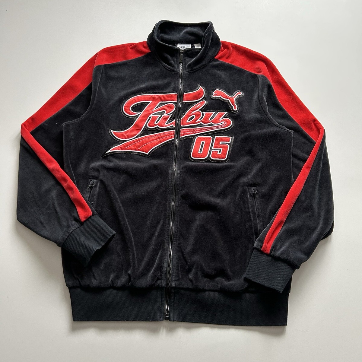 PUMA x FUBU 05 Black / Red Velvet Velour Zip Up Track Jacket PUMA x FUBU 05 Black / Red Velvet Velour Zip Up Track Jacket