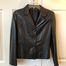 Italian Black Leather Jacket It 42 (us 4-6) Scuola Del Cuoio