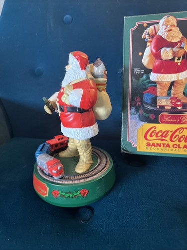 VINTAGE Coca Cola Santa Claus Ertl Mechanical Coin Bank Moving Train 1993 - Picture 3 of 8