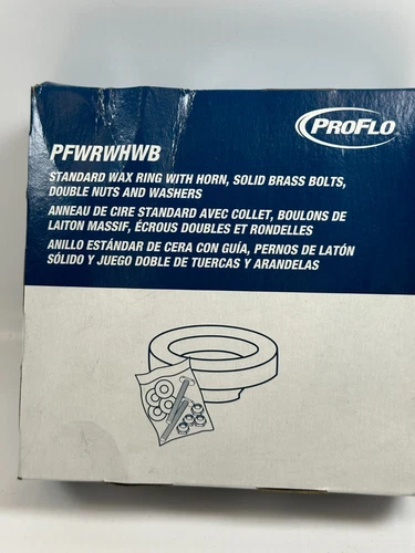 Proflo Standard Wax Ring with Horn Solid Brass Bolts Double Nuts and Washers - Picture 4 of 4