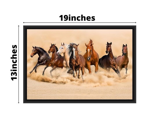 Pintura enmarcada Vastu multicolor de siete caballos corriendo (tamaño: 13 x 19 pulgadas) - Imagen 2 de 3