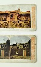 Lot of 2 Native American Indian Stereoview Cards Moki Indian at Home L1