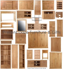 Solid Oak Bookcase Sideboard TV Unit Cupboard Nest Coffee & Dining Table-Monaco