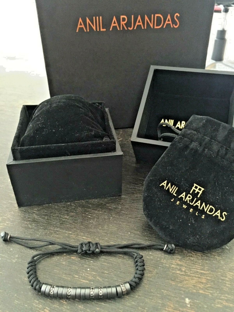 Anil Arjandas Hematite Silver Diamond multi Stoppers Bracelet 100