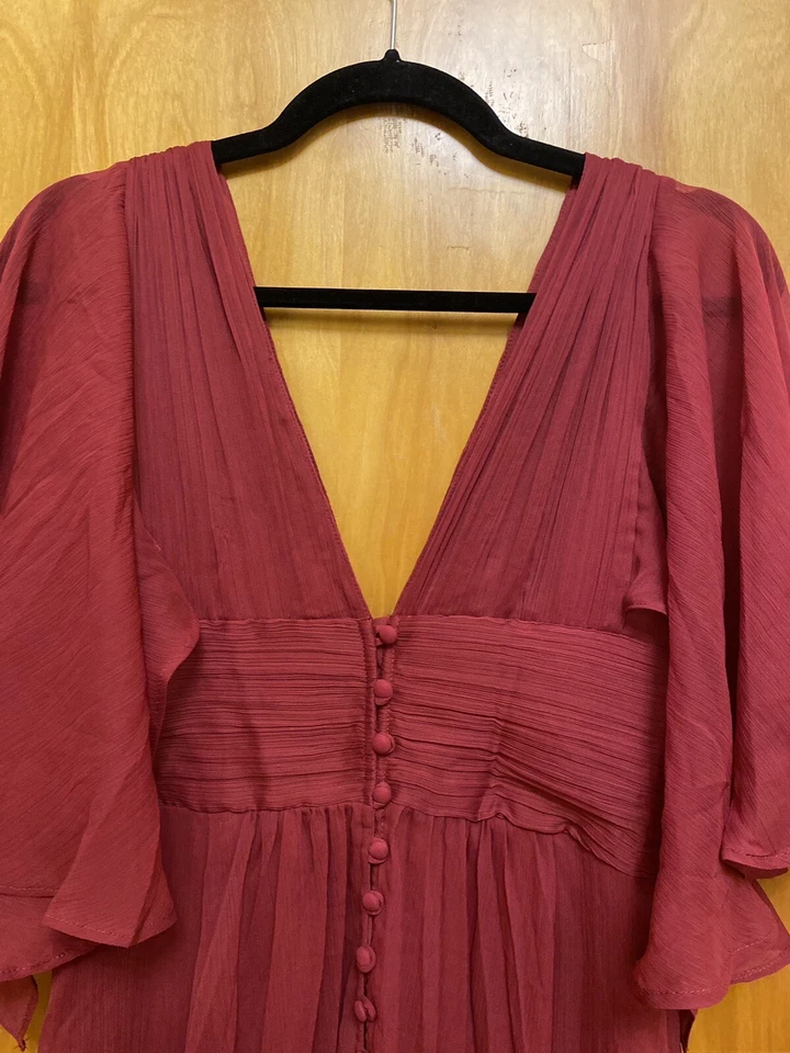 Maxi Vestido Para Mujer Vino Borgoña Talla 10 Noche Boda Dama Halter ASOS Foto 4 de 4