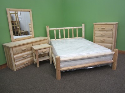 Log Bedroom Suite~ Queen ~5 Piece Set | Handcrafted White Cedar | Free Shipping