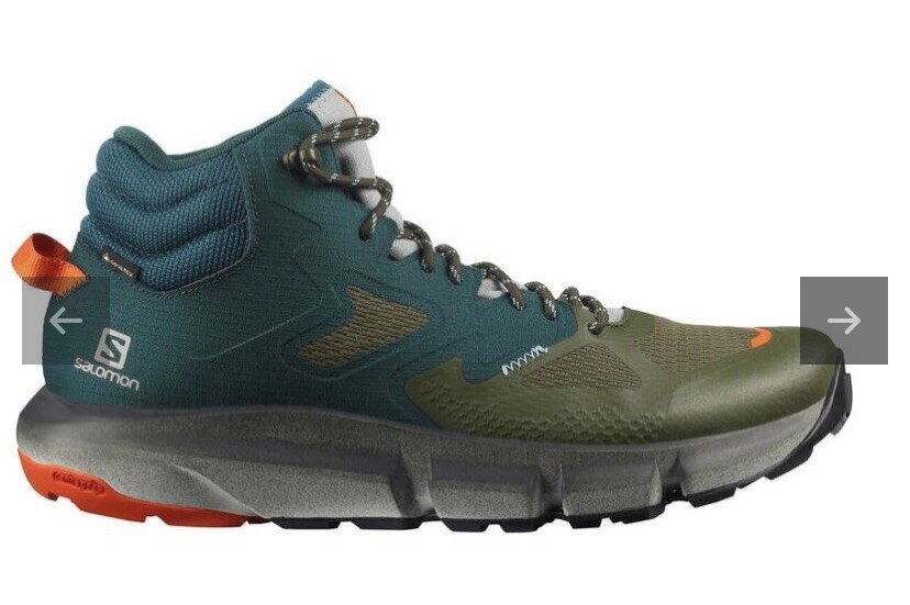 Salomon Predict Hike Mid GTX Uomo UK 8 Ponderosa Pino Oliva Notte Rosso Arancione