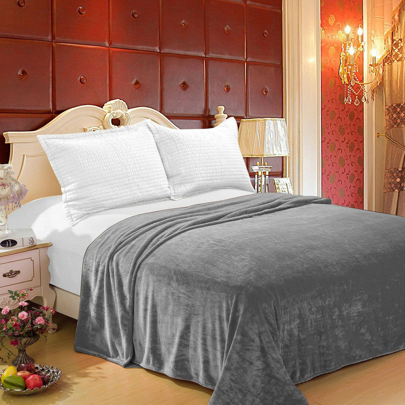 Супер Мягкое Плюшевое Теплое уютное фланелевое одеяло для кровати серого цвета