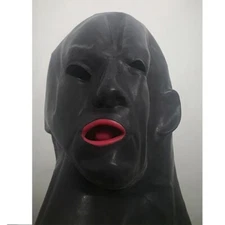 3D Latex Hood 0.6mm Rubber Mask Long Nose Tube Back Zip (head around 58-63cm)