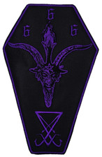 BAPHOMET AND LUCIFER SIGIL  PURPLE COFFIN BORDER EMBROIDERED PATCH