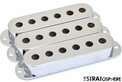 *NEW Chrome Stratocaster PICKUP COVER SET Covers Fender Strat Single Coil