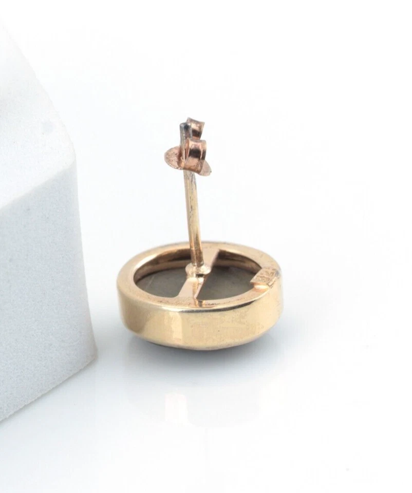 Llamativos aretes ovalados de piedras preciosas de ammolita verde chapados en oro 925 joyas Foto 3 de 3