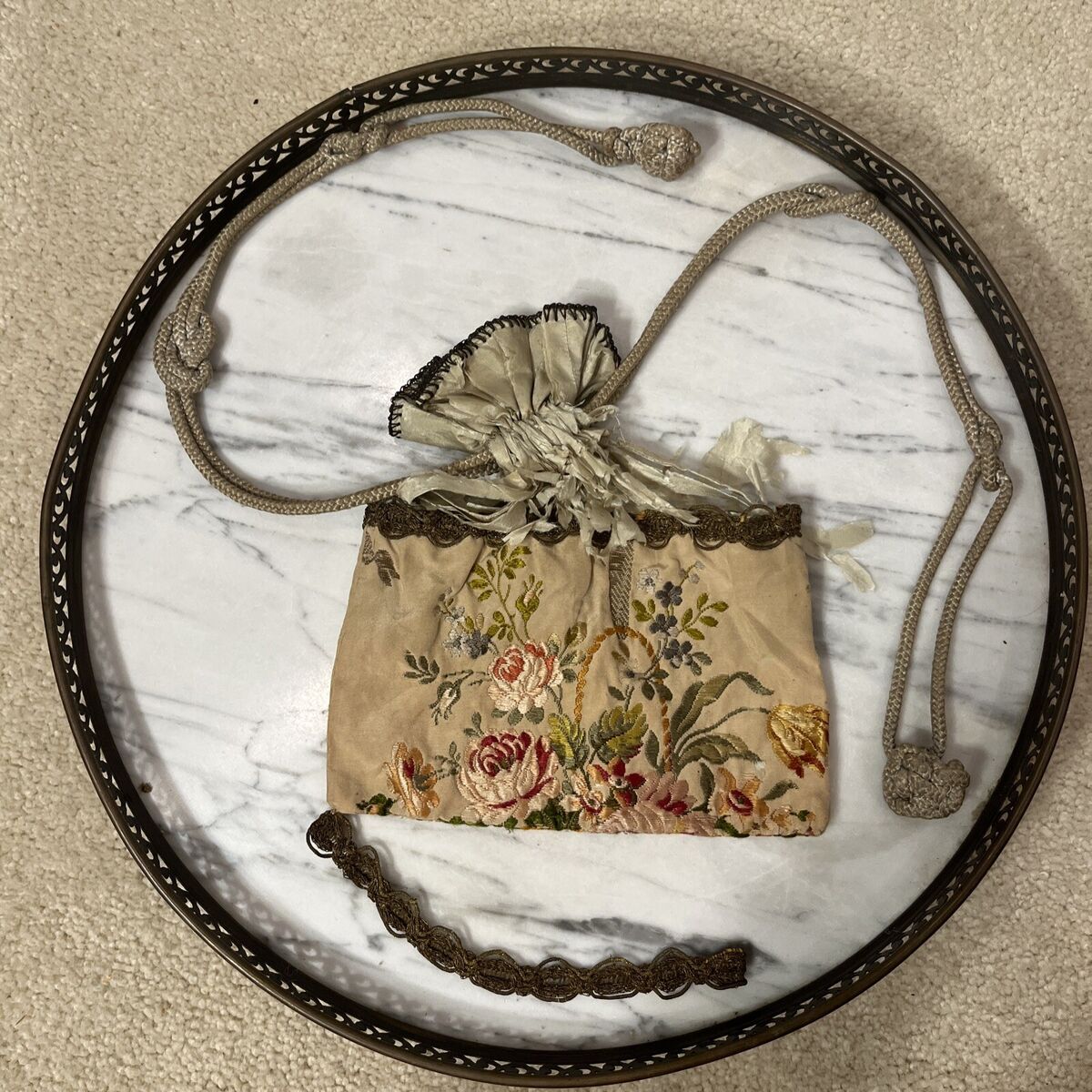 Museum Quality Victorian Purse Silk Tie Hand Metal Museum Quality Victorian Purse Silk Tie Hand Metal