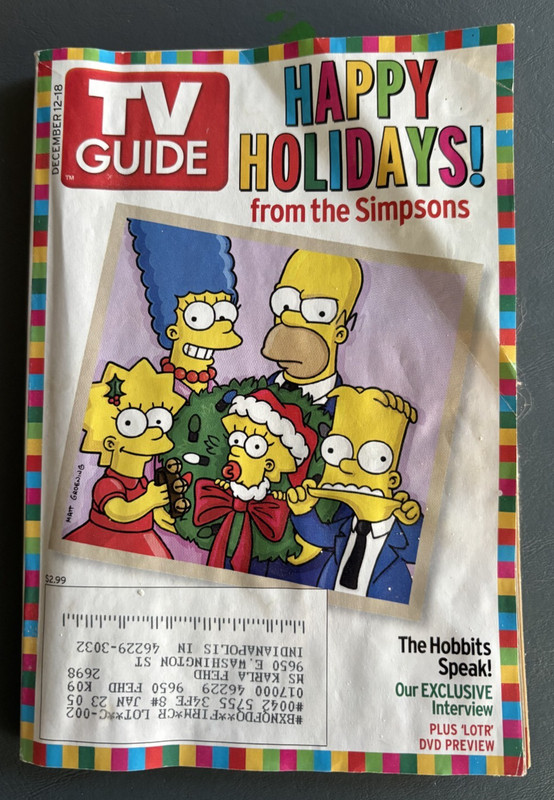 TV GUIDE 2004 Simpsons Happy Holidays! Issue 12/12/04 - Acceptable Condition