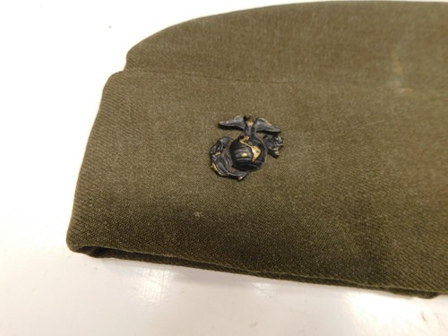 USMC Alpha Garrison Cap 7 3/8 EGA Alpha Green 2234 Wool Serge Hat Dress Uniform - Picture 5 of 8
