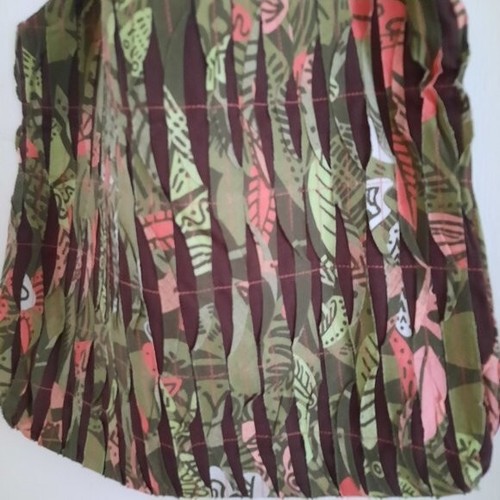 Cotton Handbag Tote Green Brown Coral Shoulder Bag Purse - Picture 3 of 4