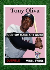 Tony Oliva Minnesota Twins 2024 / 1958 Custom Made Baseball Art Card