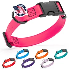 Biothane Waterproof Dog Collar Quick Release Fits 9-14" Dogs Pink