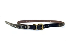 HTC Hollywood Trading Co Japan Narrow Thin Belt Sz 34 Studded Made In USA. Black