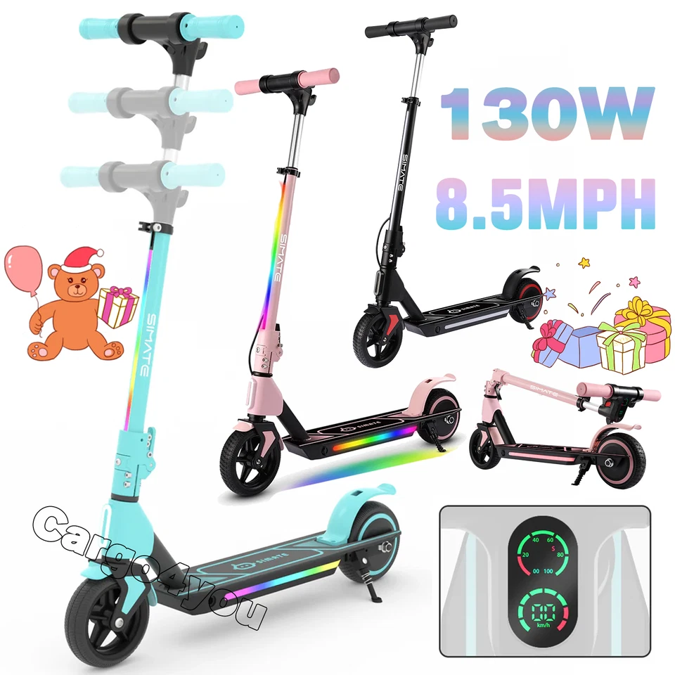 SIMATE S2 PRO Elektroroller Kinder 4-12 Jahre Elektroscooter 130W Klappbar LED