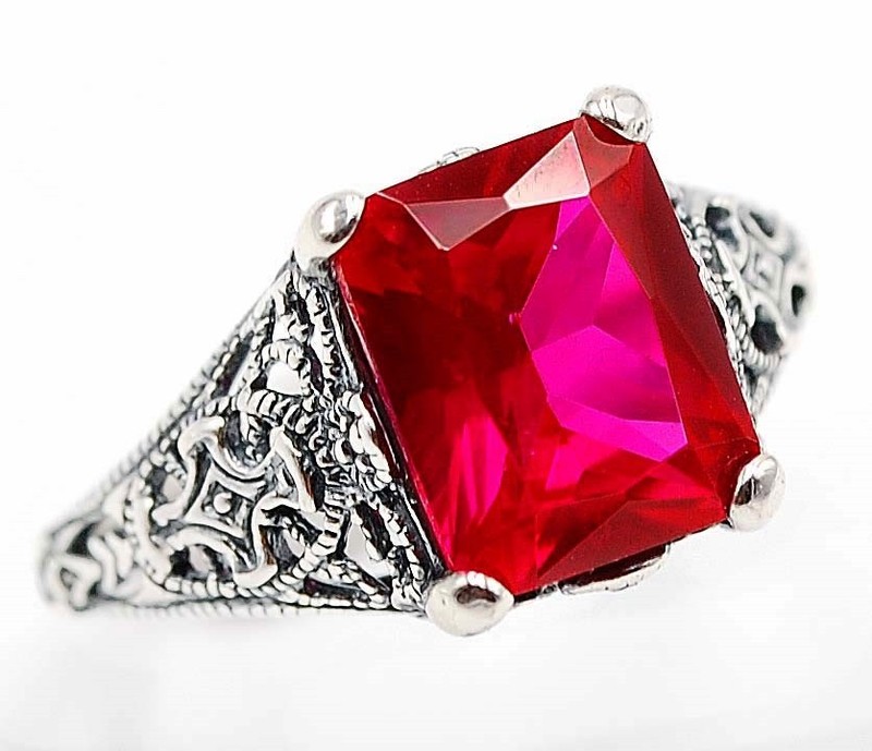 4CT Heat Treated Rubellite Tourmaline 925 Sterling Silver Ring Sz 7 F5-2