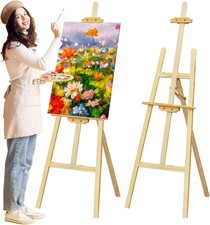 Nian Feng Wooden Easel for Painting, Large Floor Painting Stand for Adjnstable H