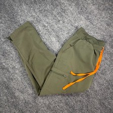 FIGS Yola Cargo Scrub Pants Womens XL Tall Olive Green Orange Drawstring 0516