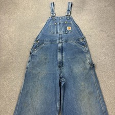 Carhartt Dungarees Adult 34x32 Blue Overalls Bib Carpenter Denim Work Wear Men