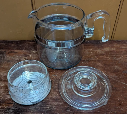 Vintage Pyrex Flameware Glass Percolator Coffee Pot 7756B 6 Cup INCOMPLETE 2