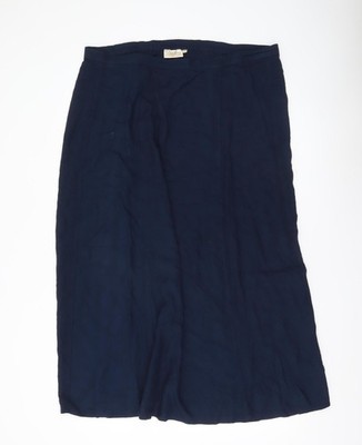Adini Damen Rock blau Viskose Midi gerade L elastischer Bund