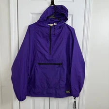L.L.Bean Anorak Jacket Women M Purple Nylon Hooded Windbreaker USA 90s Gorpcore