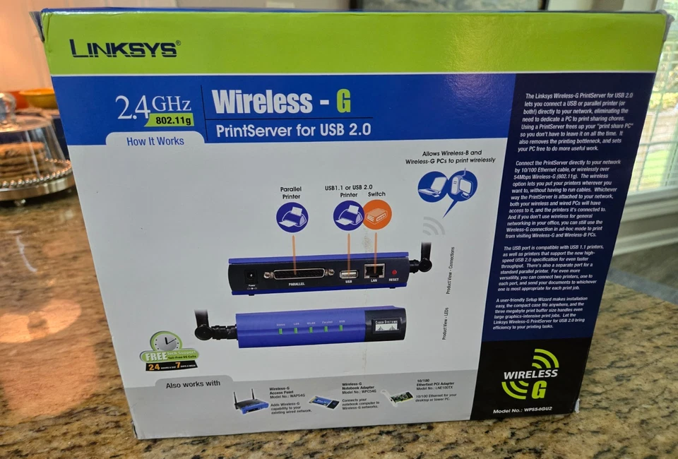 Linksys WPS54GU2 Wireless-G PrintServer for USB 2.0 - JS24 - Image 3 of 4