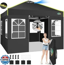 COBIZI 10x10 Pop Up Canopy Tent, Outdoor Party Tent with 4 Sidewall One Push 