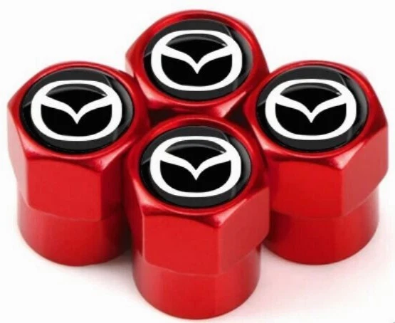 Compatible with Mazda 4Pcs Tire Valve Stem Caps Red Anodized Aluminum - Image 2 of 4