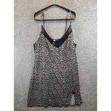 Secret Treasures Sleepwear Women 2X Multicolor Leopard Print Lace Trim Nightgown