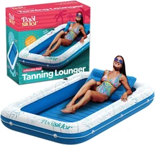 Premium Inflatable Tanning Pool Lounger | Large Inflatable Tanning Bed for Ad...