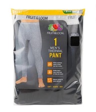 Fruit of the Loom Thermal Men's Black Underwear Bottom Pants Long Johns XL