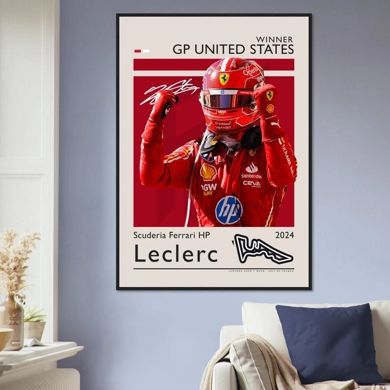 Charles Leclerc Poster, US GP Winner with Ferrari, Formula 1 Print, F1 Fan - Image 4 of 4