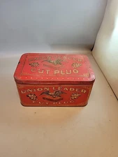 vintage Union Leader Cut plug EMPTY tobacco tin, great graphics & colors