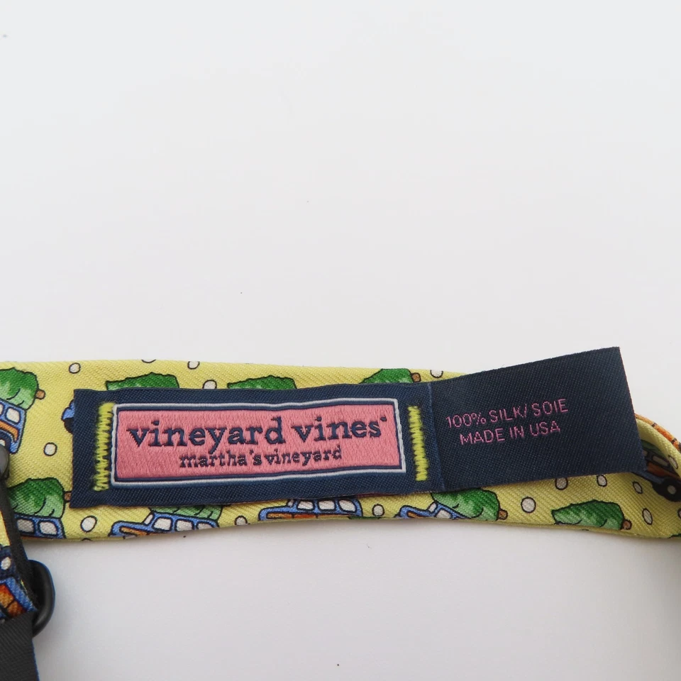 Pajarita de seda Vineyard Vines amarillo verde azul Navidad 2" de ancho pre atada EE. UU. Foto 4 de 4