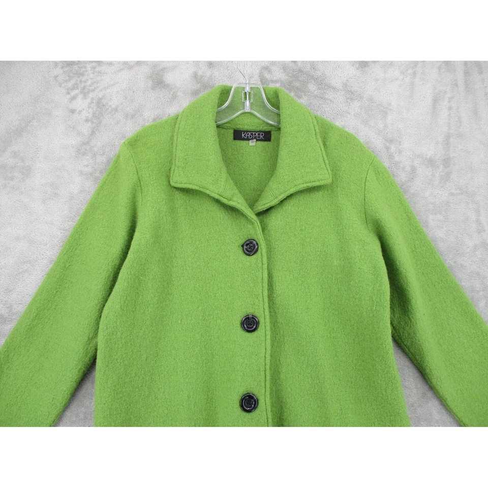 Chaqueta Kasper Mujer Grande Lana Botón Carrera Clásica Minimalista Oficina Verde Foto 3 de 4