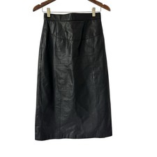 Vintage Black Leather High Waisted Skirt size 8 runs small
