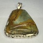 Unique VNT NOS Sterling Silver Handcrafted Rainforest Jasper Pendant Heavy 27g — photo 2