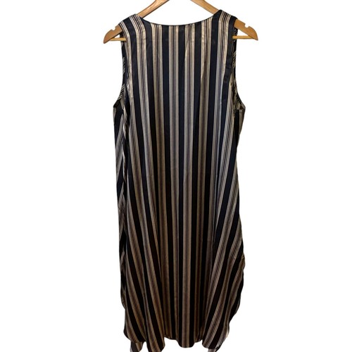 Vintage Josie by Natori Nachthemd Knopfleiste marine & gold gestreift Knopfleiste - Bild 4 von 7